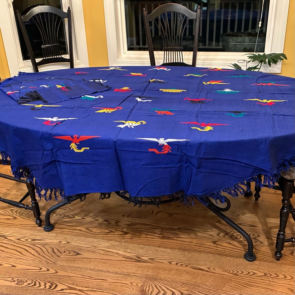 South American Hand Embroidered Tablecloth